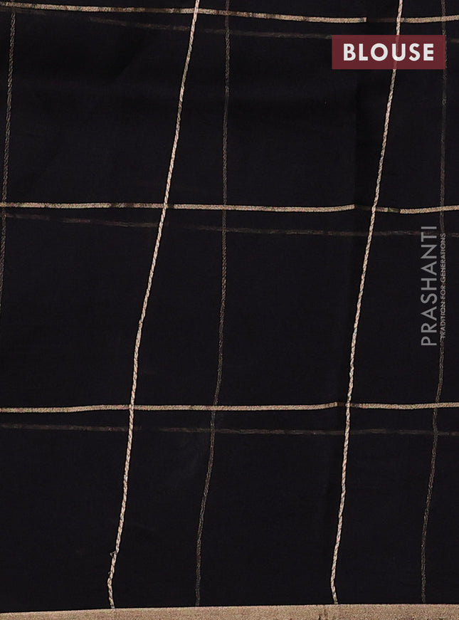 Banarasi organza silk saree black with allover zari checks & buttas and zari woven border