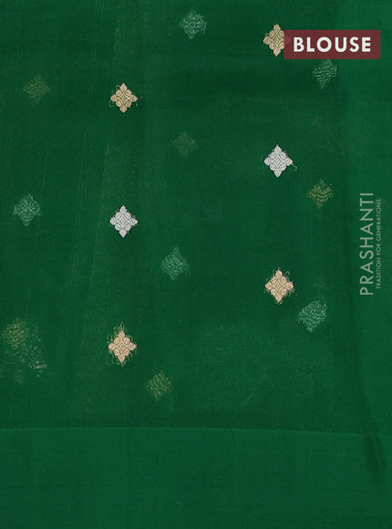 Banarasi organza silk saree green with allover silver & gold zari weaves and simple border
