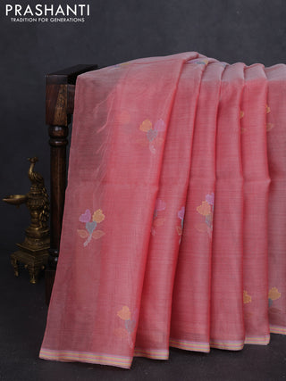 Pure organza silk saree red shade with thread & zari woven buttas and jamdhani pallu