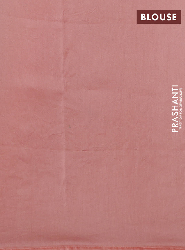 Pure organza silk saree pale orange with plain body and floral embroidery border