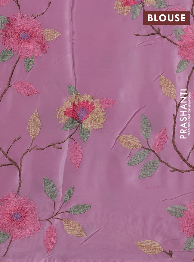 Pure organza silk saree baby pink with thread woven embroidery buttas and floral embroidery border