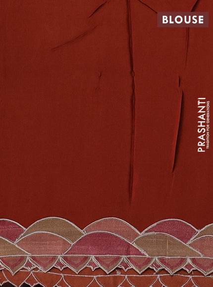 Pure organza silk saree rust shade with prints & pita work