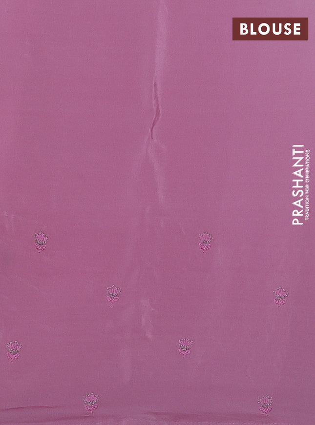 Pure organza silk saree pink with floral embroidery buttas and floral embroidery border
