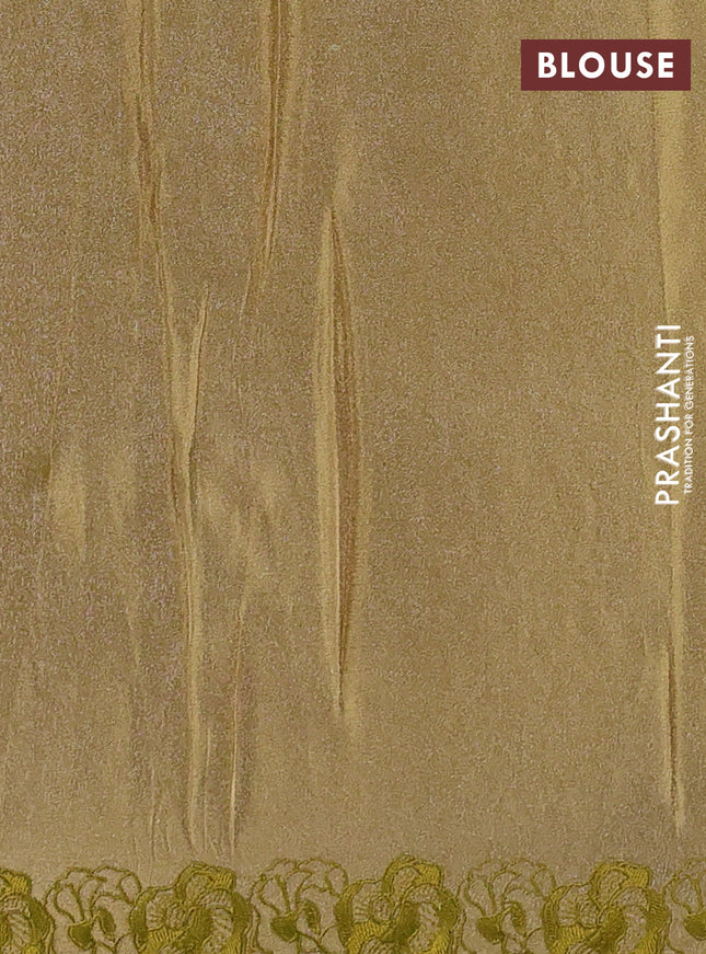 Pure tissue organza silk saree mustard shade with allover applique work and embroidery work border
