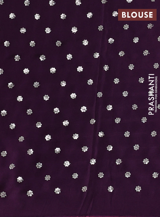 Pure organza silk saree purple with floral embroidery work and zari woven border