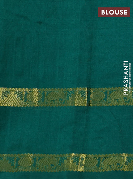 Silk cotton saree deep maroon and green with allover lakshadeepam pattern and rettapet zari woven border