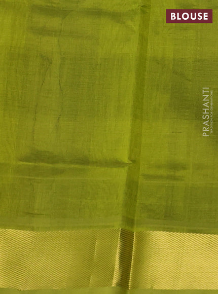 Silk cotton saree lime green and black with allover paalum pazhamum checks & buttas and zari woven border