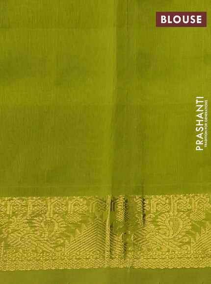Silk cotton saree purple and lime green with allover paalum pazhamum checks & buttas and zari woven border