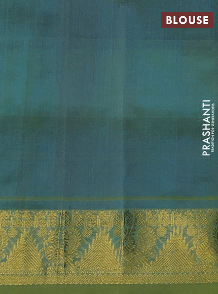 Silk cotton saree purple and dual shade of teal green with allover paalum pazhamum checks & buttas and zari woven border