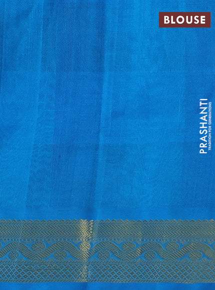 Silk cotton saree cs blue and violet with allover paalum pazhamum checks & buttas and zari woven border