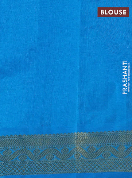Silk cotton saree maroon and cs blue with allover paalum pazhamum checks & buttas and zari woven border