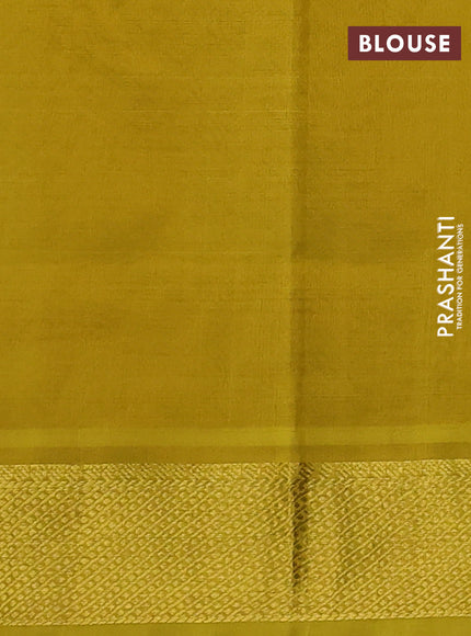 Silk cotton saree green and lime yellow with allover paalum pazhamum checks & buttas and zari woven border