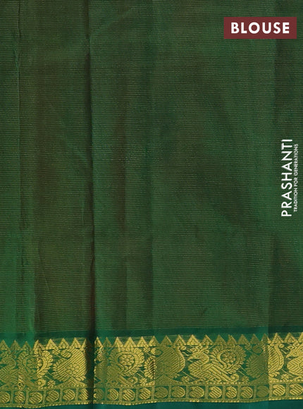 Silk cotton saree red and green with allover vairosi pattern and annam zari woven border