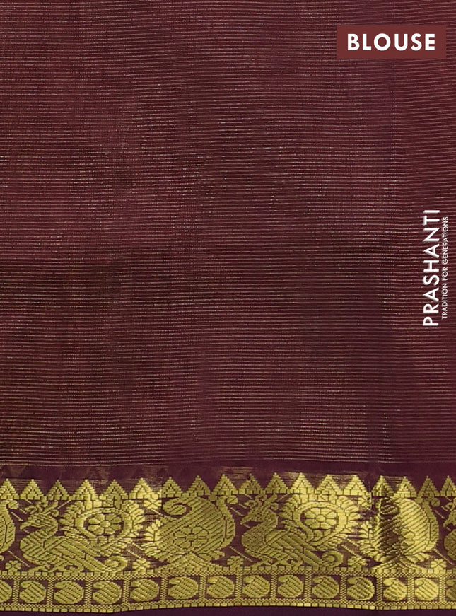 Silk cotton saree mustard yellow and wine shade with allover vairosi pattern and annam zari woven border
