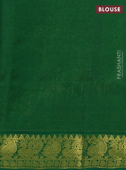 Silk cotton saree pink and green with allover vairosi pattern and annam zari woven border