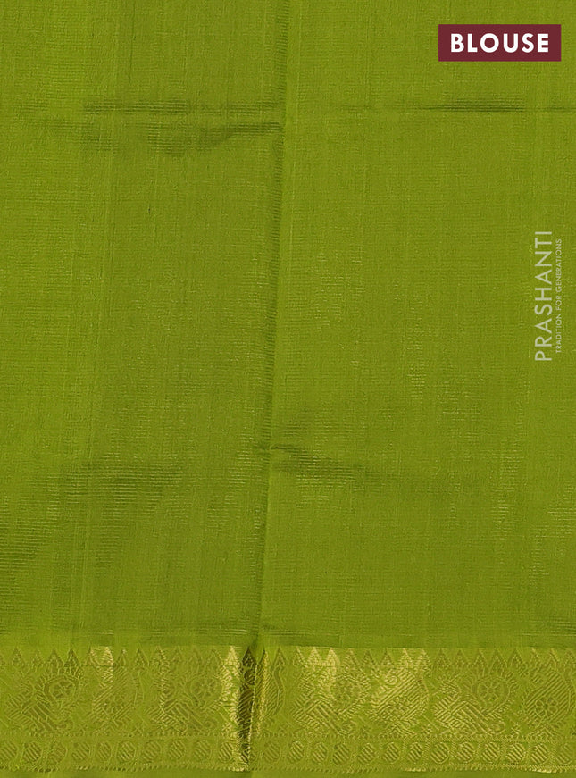 Silk cotton saree black and lime green with allover vairosi pattern and annam zari woven border