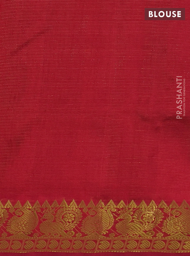 Silk cotton saree green and maroon with allover vairosi pattern and annam zari woven border