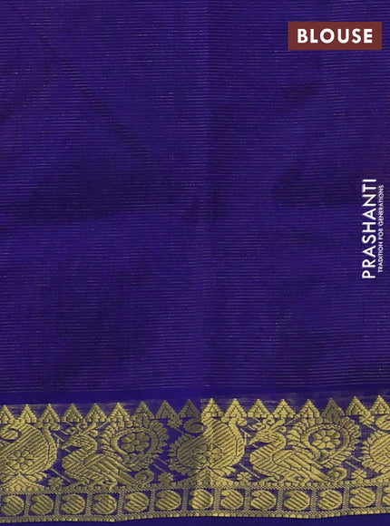Silk cotton saree mustard yellow and violet with allover vairosi pattern and annam zari woven border