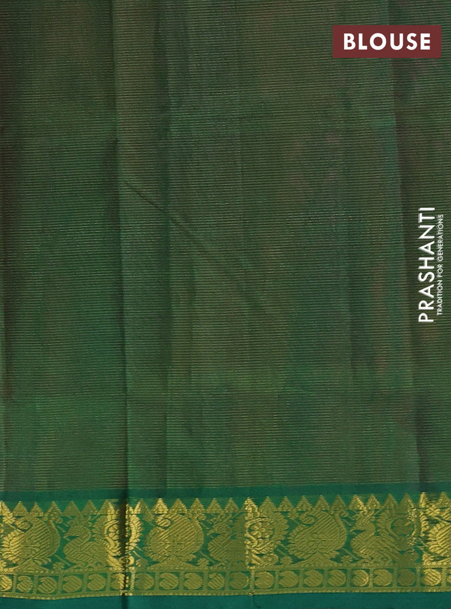 Silk cotton saree pink and green with allover vairosi pattern and annam zari woven border