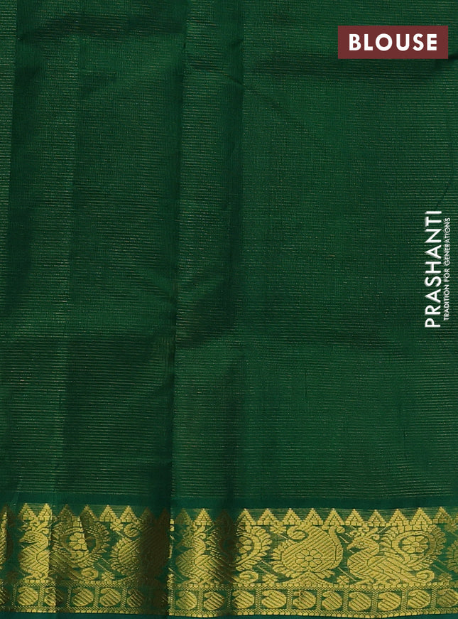 Silk cotton saree black and bottle green with allover vairosi pattern and annam zari woven border