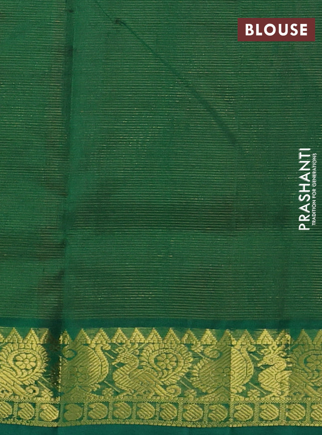 Silk cotton saree maroon and green with allover vairosi pattern and annam zari woven border