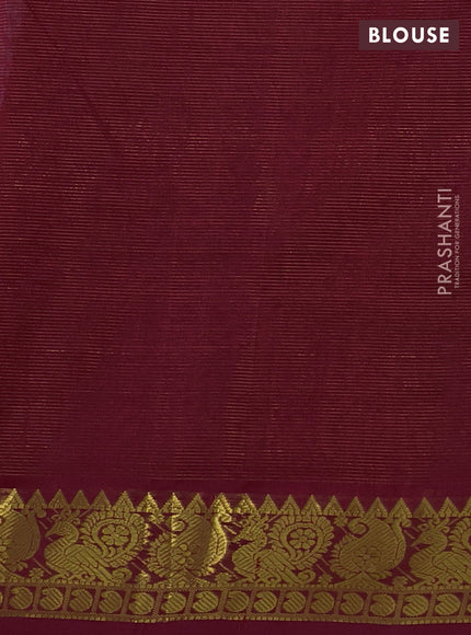Silk cotton saree cs blue and maroon with allover vairosi pattern and annam zari woven border