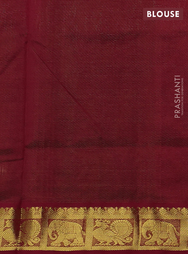 Silk cotton saree deep navy blue and maroon with allover vairosi pattern and zari woven border