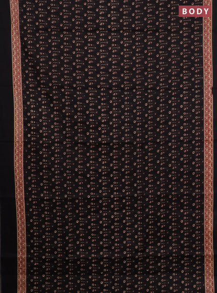 Jaipur cotton saree black and maroon with allover floral buttas and printed border