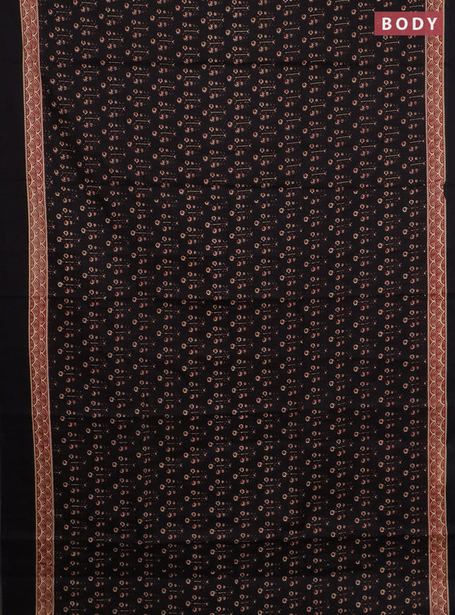 Jaipur cotton saree black and maroon with allover floral buttas and printed border
