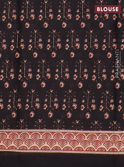 Jaipur cotton saree black and maroon with allover floral buttas and printed border