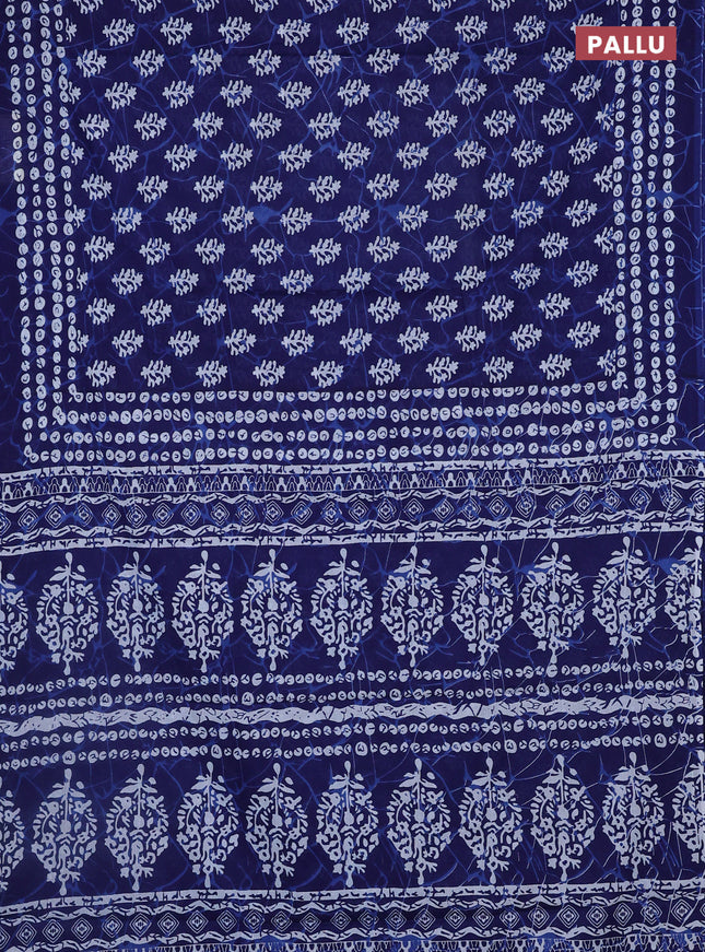 Jaipur cotton saree blue with allover prints and printed border