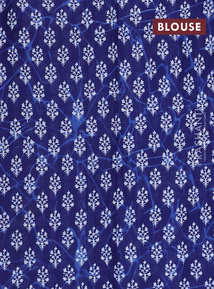 Jaipur cotton saree blue with allover prints and printed border