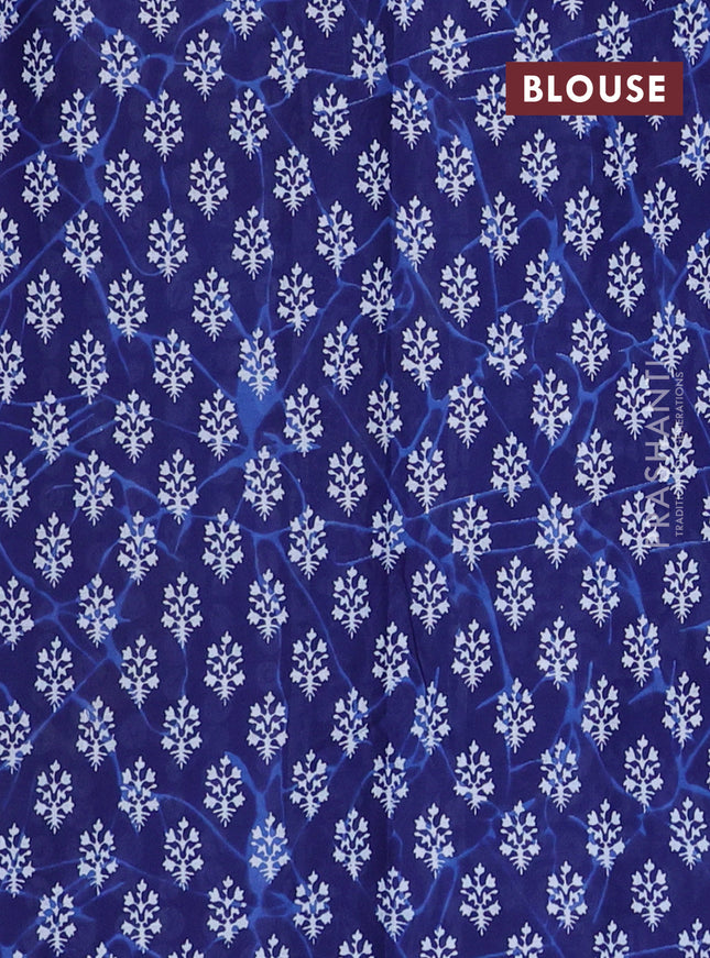Jaipur cotton saree blue with allover prints and printed border