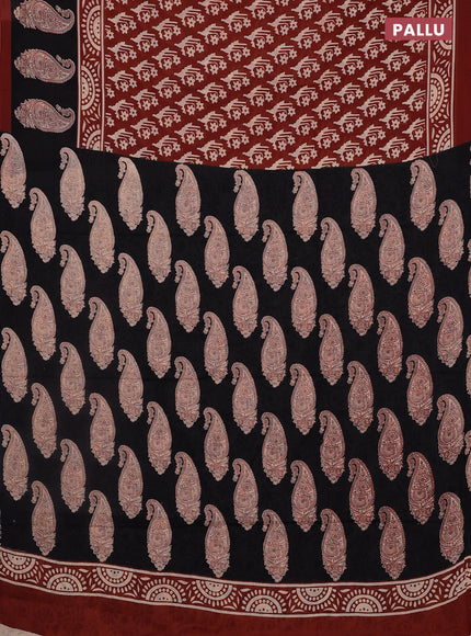 Jaipur cotton saree rust shade and black with allover butta prints and printed border