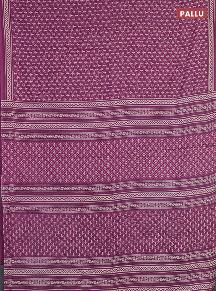 Jaipur cotton saree purple with allover dabu prints and printed border