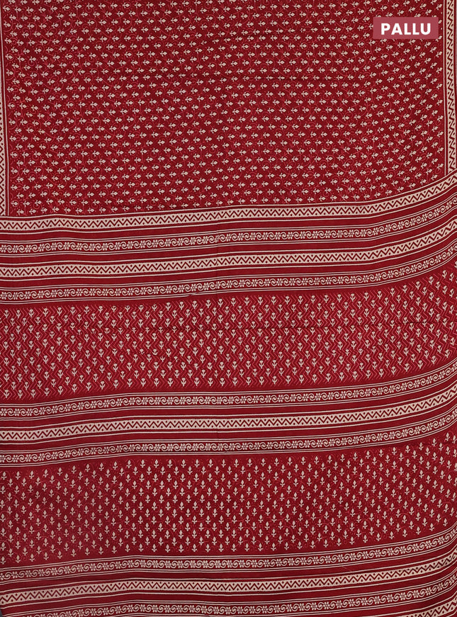 Jaipur cotton saree maroon with allover dabu prints and printed border