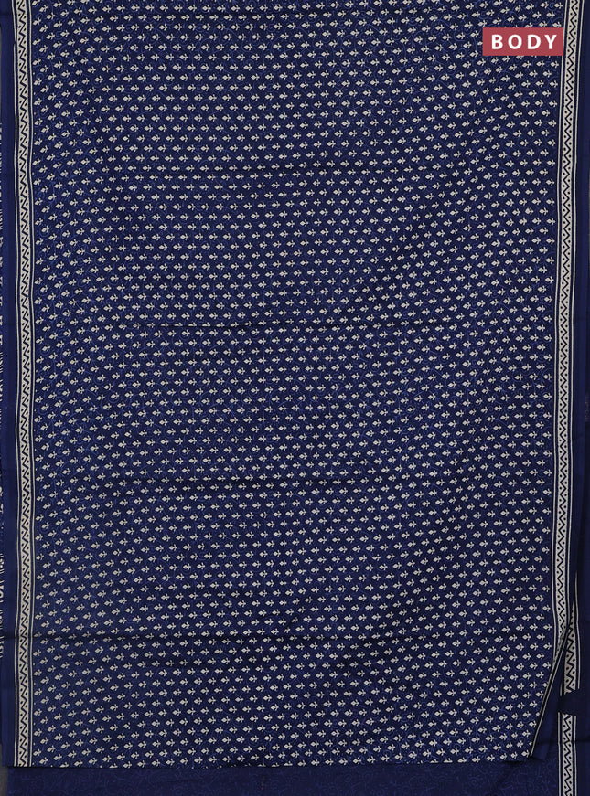 Jaipur cotton saree blue with allover dabu prints and printed border