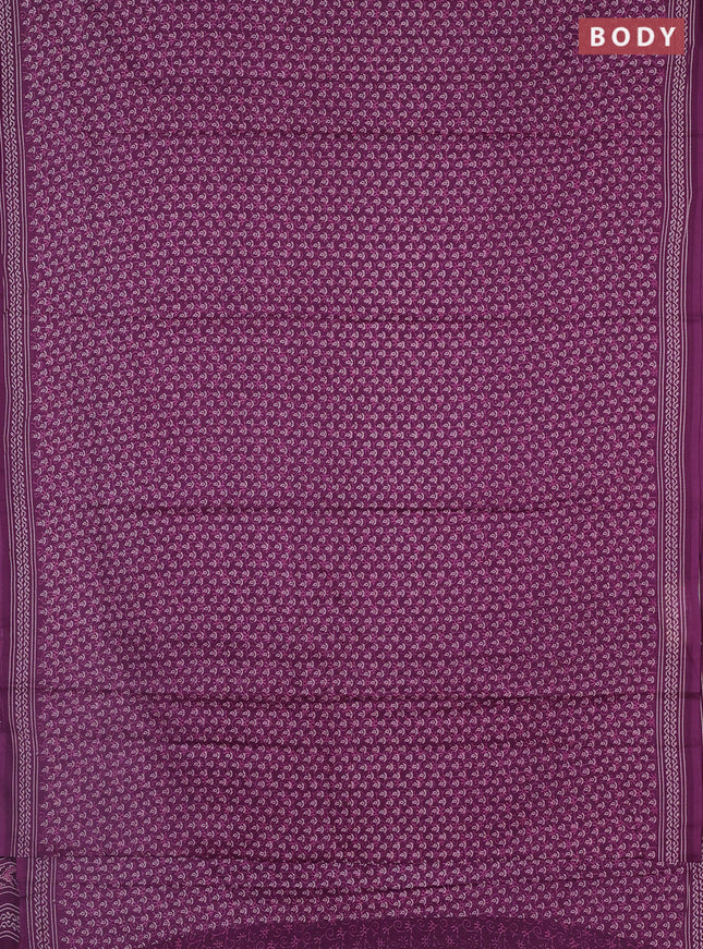 Jaipur cotton saree purple with allover dabu prints and printed border