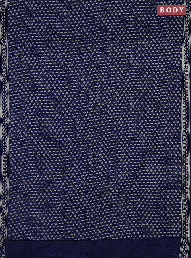 Jaipur cotton saree navy blue and white with allover butta prints and printed border