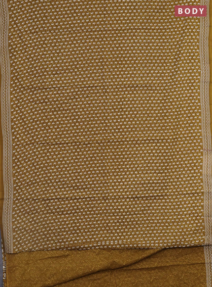 Jaipur cotton saree lime green and white with allover butta prints and printed border