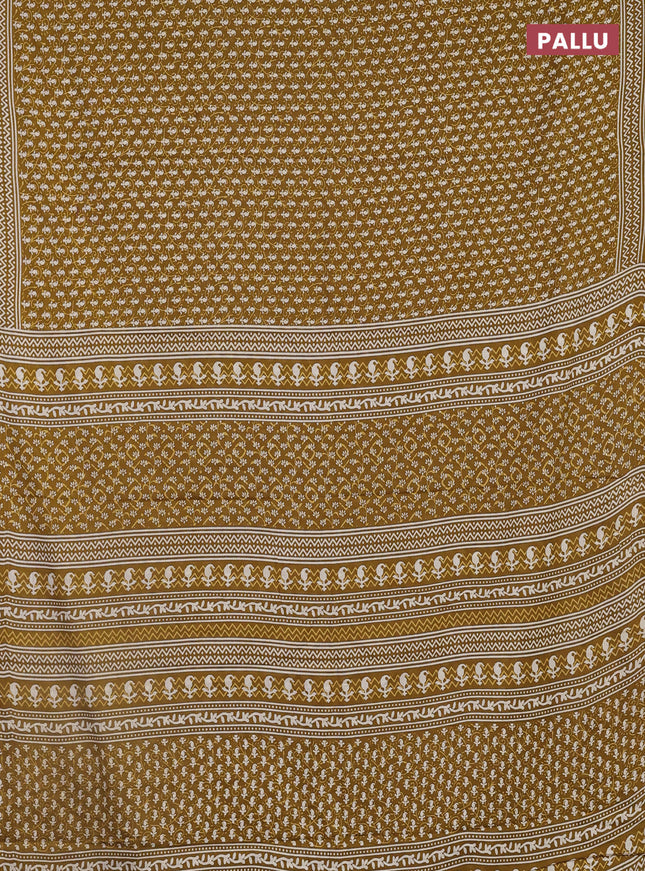 Jaipur cotton saree lime green and white with allover butta prints and printed border