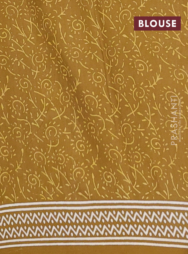 Jaipur cotton saree lime green and white with allover butta prints and printed border