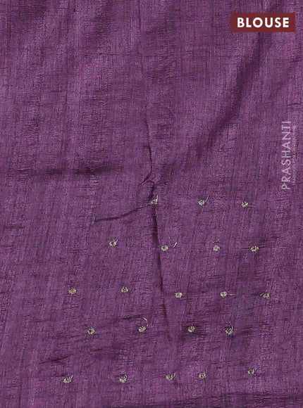Semi tussar saree wine shade with embroidery work