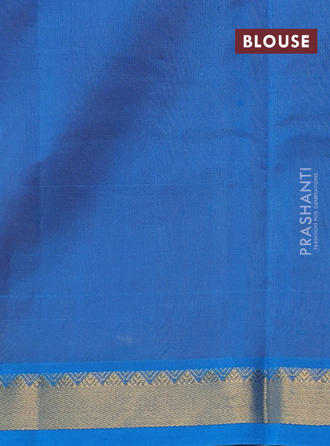 Silk cotton saree orange and cs blue with plain body and zari woven border