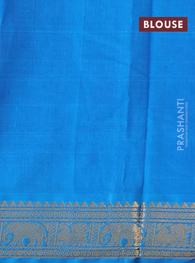 Silk cotton saree violet and cs blue with plain body and zari woven border