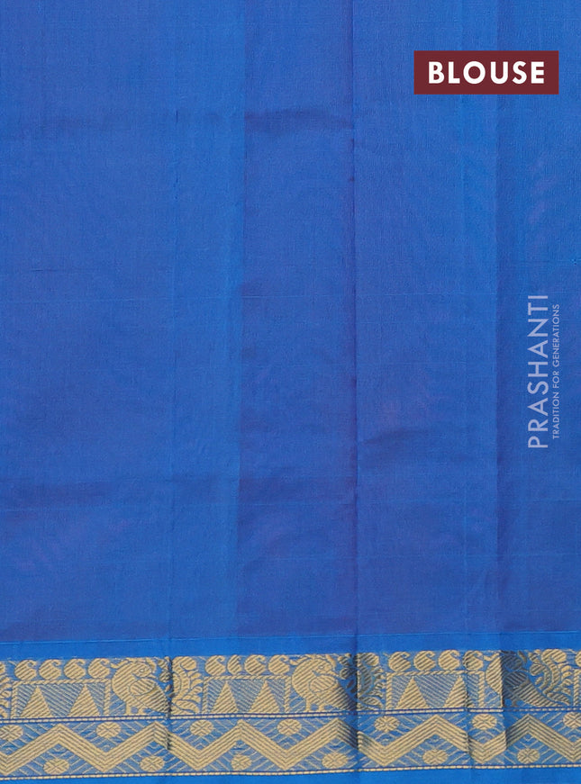 Silk cotton saree pink and cs blue with plain body and zari woven border
