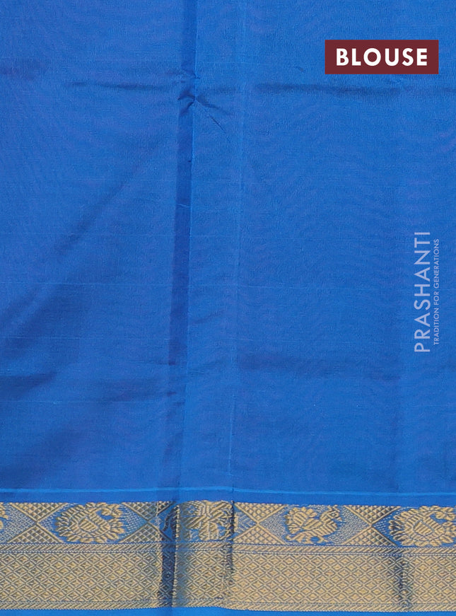 Silk cotton saree purple and cs blue with plain body and zari woven border
