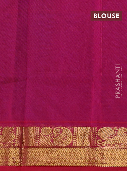 Silk cotton saree cs blue and pink with plain body and zari woven border