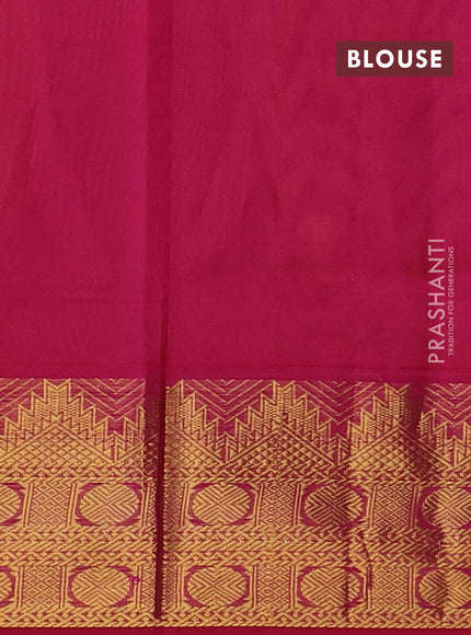 Silk cotton saree mustard yellow and pink with plain body and zari woven border