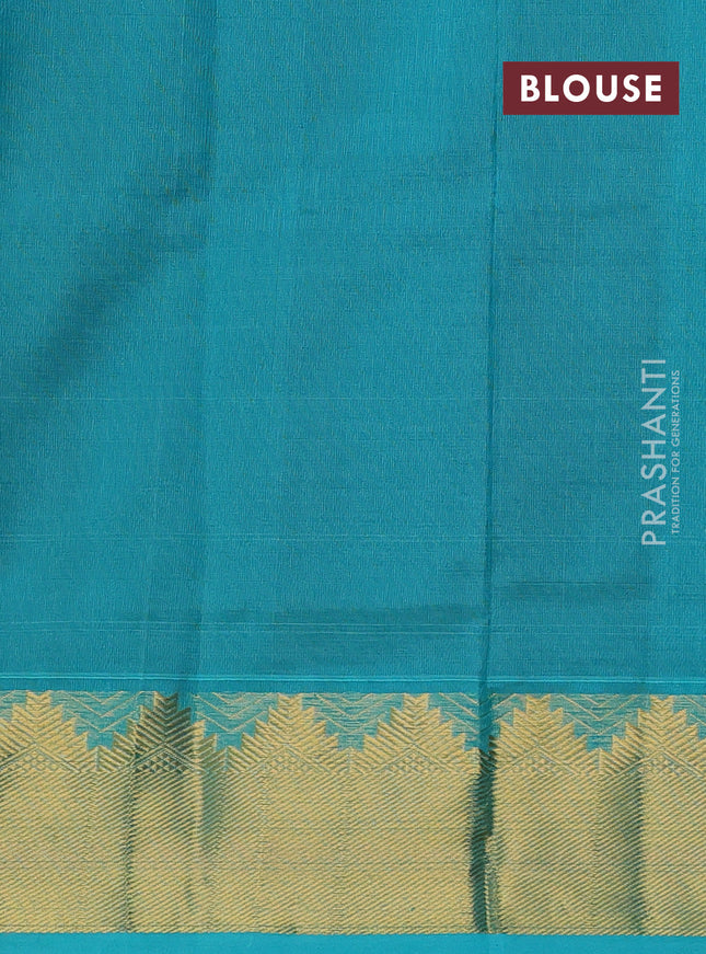 Silk cotton saree deep wine shade and teal blue with plain body and zari woven border